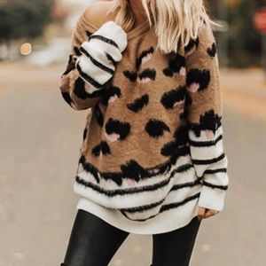Pink Coconut Boutique cheetah stripe sweater